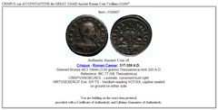 CRISPUS son of CONSTANTINE the GREAT 320AD Ancient Roman Coin Vexillum i102667