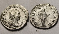 HERENNIA ETRUSCILLA Genuine Ancient Silver Roman Coin Antoninianus PUDICITIA
