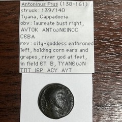 Antoninus Pius Ae 139/140 Laureate Bust Right/City Goddess Enthroned. 20mm R1201