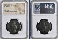 Emperor Marcus Aurelius Sestertius 161-180 AD NGC Certified Ancient Roman Coin