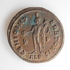 GALERIUS, BRONZE FOLLIS, ALEXANDRIA 305-311 AD. GENIUS REVERSE.