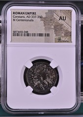 337-350 AD Roman Empire Constans BI Centenionalis NGC AU Story Vault Ancient
