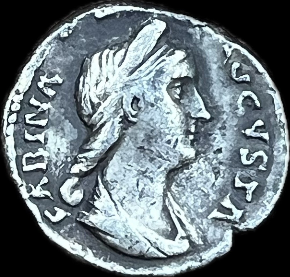 ANCIENT ROMAN SILVER DENARIUS – SABINA, 128-136/7 AD; NEARLY EXTREMELY FINE!