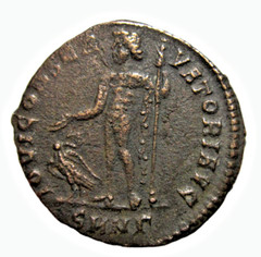 GALERIUS, AS AUGUSTUS, 305-311 AD. BRONZE FOLLIS. NICOMEDIA MINT. JUPITER REV.