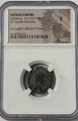 Ancient Roman Empire NGC Grade Fine Gallienus AD 253-268 BI Double-Denarius