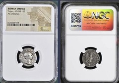 Silver Denarius Emperor Trajan 98-117AD NGC Ancient Roman Coin Genuine Certified