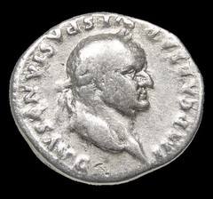 VESPASIAN / Eagle on Cippus COS VII. 76 AD Rome mint. Roman Empire Denarius Coin