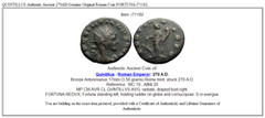 QUINTILLUS Authentic Ancient 270AD Genuine Original Roman Coin FORTUNA i71182