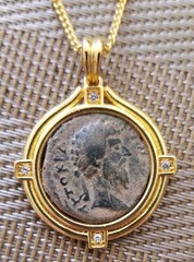Authentic Ancient Coin of the Roman Emperor Lucius Verus Gold Tone Necklace