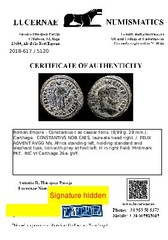 *Lucernae* Constantius I caesar follis FELIX ADVENT AVGG NN H PKΓ Carthage 298