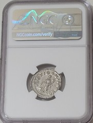 Ancient Silver Denarius, Severus Alexander NGC XF *Annona On Reverse* 231-235 AD