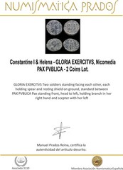Constantine I & Helena – GLORIA EXERCITVS, Nicomedia/PAX PVBLICA – 2 Coins Lot.