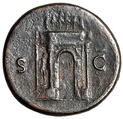 Nero Sestertius “Triumphal Arch” Rome 64-68 AD Very Fine