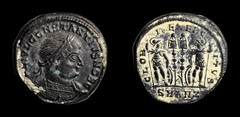 Splendid MS Constantius II as Caesar AD 324-337. Antioch Follis Æ SMANZ Gloria