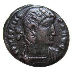 CONSTANS, 337-350 AD. AE 3. THESSALONICA MINT. TWO VICTORIES REVERSE.