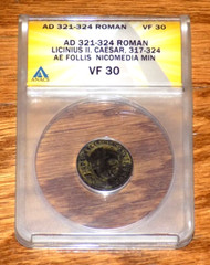 321-32 AD Roman Empire Licinius II AE Follis Nicomedia ANACS VF 30 ANCIENT COIN