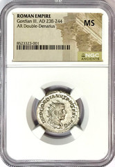 238-244 AD Gordian III Ancient Roman Silver AR Double Denarius NGC MS