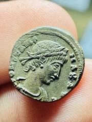 Constans AE Nummus Alexandria AD 337-340, GLORIA EXERCITVS, EGYPT, MAX AVG, XF+!