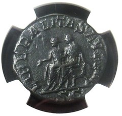 Roman Empire: Philip II, as Augustus (AD 247-249) AE sestertius. NGC Choice Fine