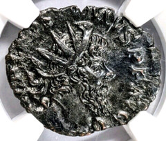 Postumus Romano Gallic AD 260-269 NGC AU Double Denarius Roman Empire Cornucopia