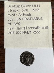 Gratian (375-383) Antioch Near Mint Condition! 12mm. Son Of Valentinian 1. R1202