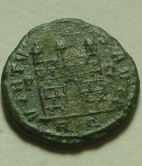 Helmeted Constantine I/very rare genuine ancient Roman coin Camp-gate Rome mint