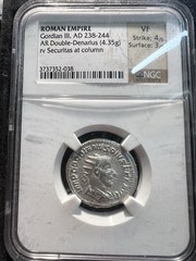 Roman Empire Gordian III AD 238-244 AR Double Denarius NGC VF Silver