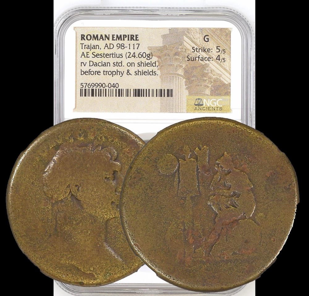 Trajan “Dacia Capta” AE Sestertius – Rome Mint, AD 108–110 | NGC Certified G
