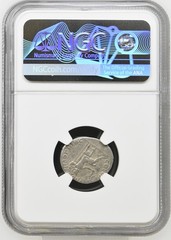 98-117 AD Roman Empire Trajan AR Denarius NGC F SPQR Collection Story Vault