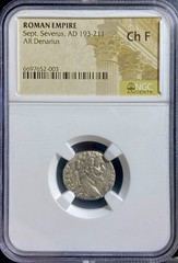 Septimius Severus Silver Denarius NGC Graded ChF Ancient Roman Coin 193AD-211AD