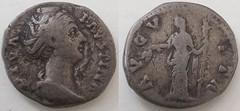 Faustina II Roman Silver Denarius Juno Rev. Ancient Coin 17mm 3.15g AD 147–175