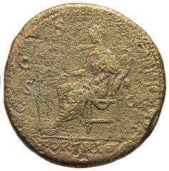 Roman Bronze Sestertius – Rome 128-129 AD – HADRIAN – Fortuna