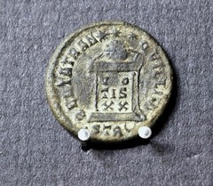 323 AD Roman Imperial Crispus, as Caesar, AE Follis; Trier Mint; Approx. Ch VG