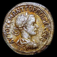 GORDIAN III, Eagle,Crescent moon, Aries/Ram. Large Roman Empire Coin Antioch