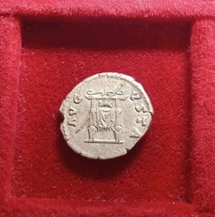 Diva Faustina Senior, died 140/1. AR Denarius struck under Pius Throne & scepter
