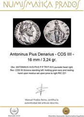 Antoninus Pius Denarius – COS IIII – 16 mm / 3,24 gr.