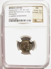 NGC AU, Constantine I, 306-337 AD, AE Follis, Struck 330-335, Nicomedia Mint