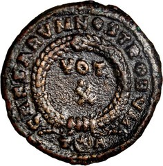 Crispus Caesar Follis Arles Arelate Wreath VOT V RIC 235 VF Roman Coin