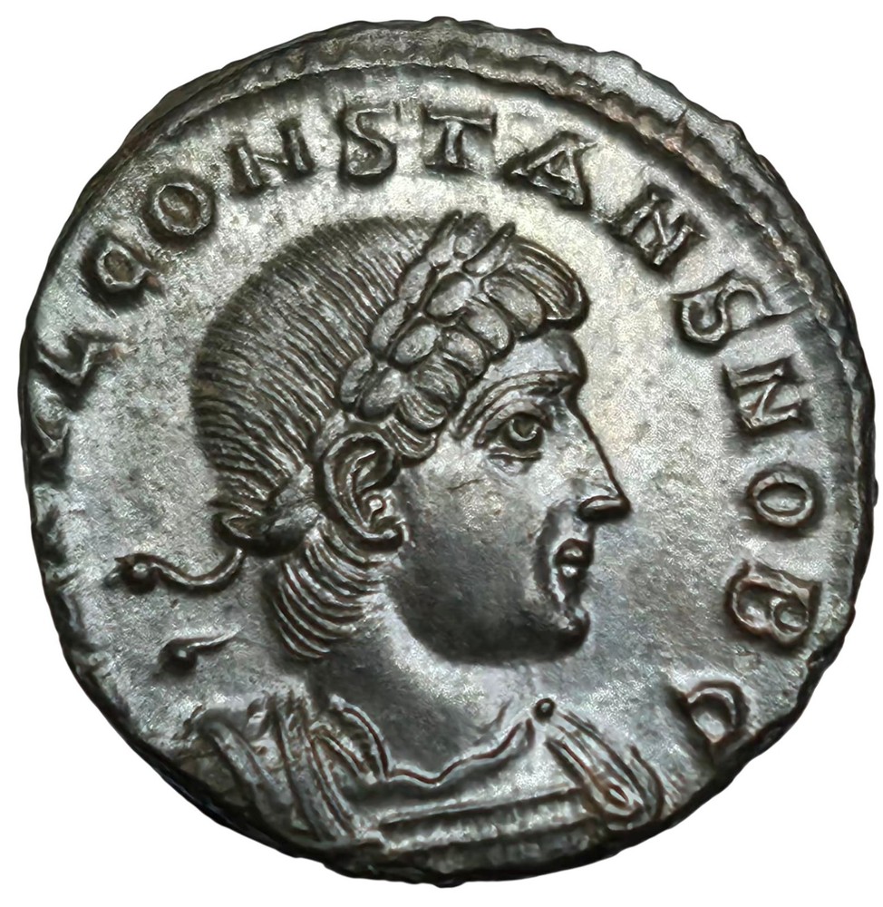 CONSTANS as Caesar Æ4 Follis. Antioch, 8th officina struck 335 AD Mint State UNC