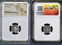 Emperor Lucius Verus Silver Denarius 161-169AD NGC Genuine Roman Coin Scarce