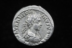 Roman Coin Caracalla AR Denarius Securitas Enthroned Laodicea mint 198 AD.