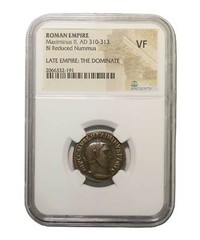 Maximinus II Roman Bronze Coin (AD 311-313) NGC Graded VF – Unique History!