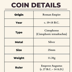 Augustus Cistophorus Ancient Roman Empire Silver Coin 19BC Large 3x Denarius