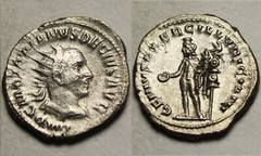 Rare Genuine ancient Roman silver coin Antoninianus Trajan Decius 249AD Genius