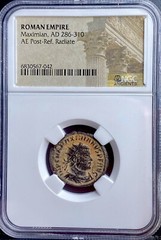 NGC Ancient Roman Coin Emperor Maximian 286-305 AD Concordia Militum Genuine