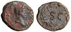 Domitian AE Quadrans “Minerva Portrait & SC in Laurel Wreath”
