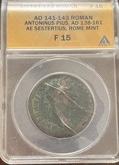 141-43 AE Sestertius Antoninus Plus F 15