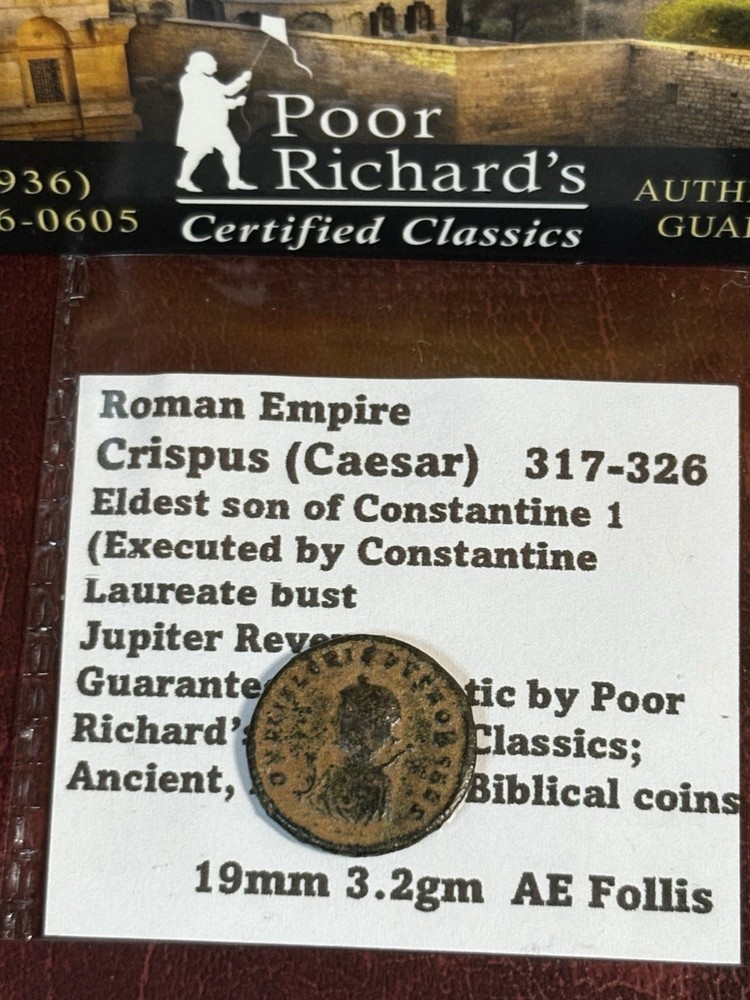 Rome. CRISPUS AS CAESAR, 317-326 19mm, 2.4g AE Follis. Desert Patina. Nice! CR70