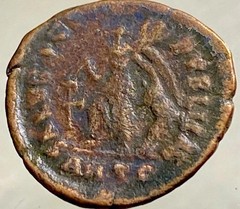 Goddess Victory Dragging Captive Ancient Roman Coin 393-403AD Emperor Honorius