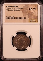 Roman Empire Gordian III Silver Double Denarius (238-244 AD) – NGC Choice VF!